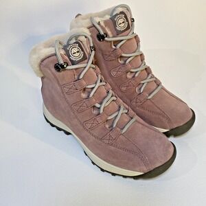 Timberland Boots‎ Womens 6 Purple Mauve Leather Sherpa Lined Lace Up Winter Snow